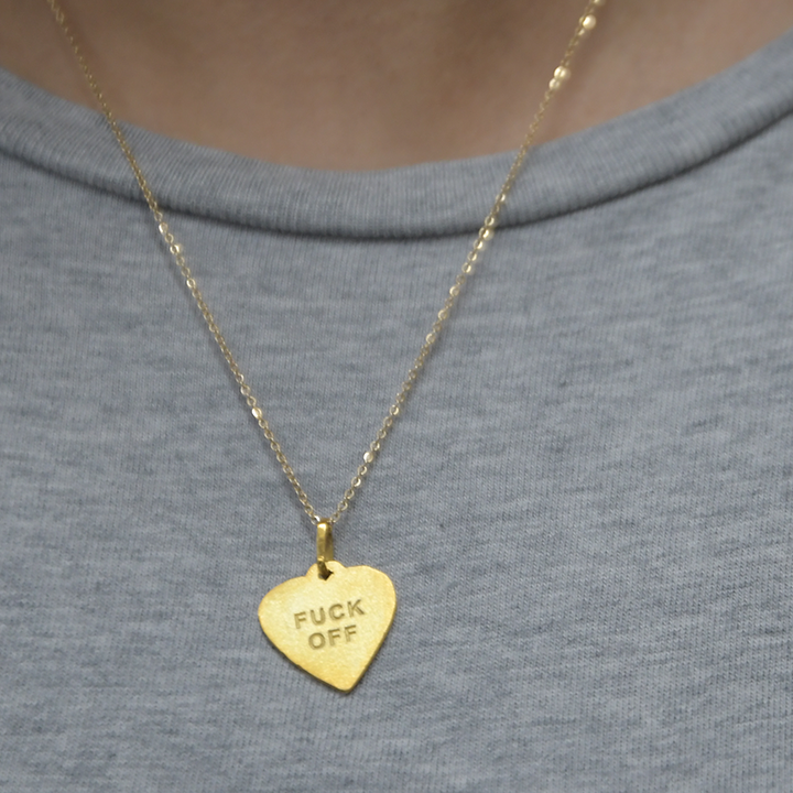 NECKLACE METAL HEART FUCK OFF (6870743089308)